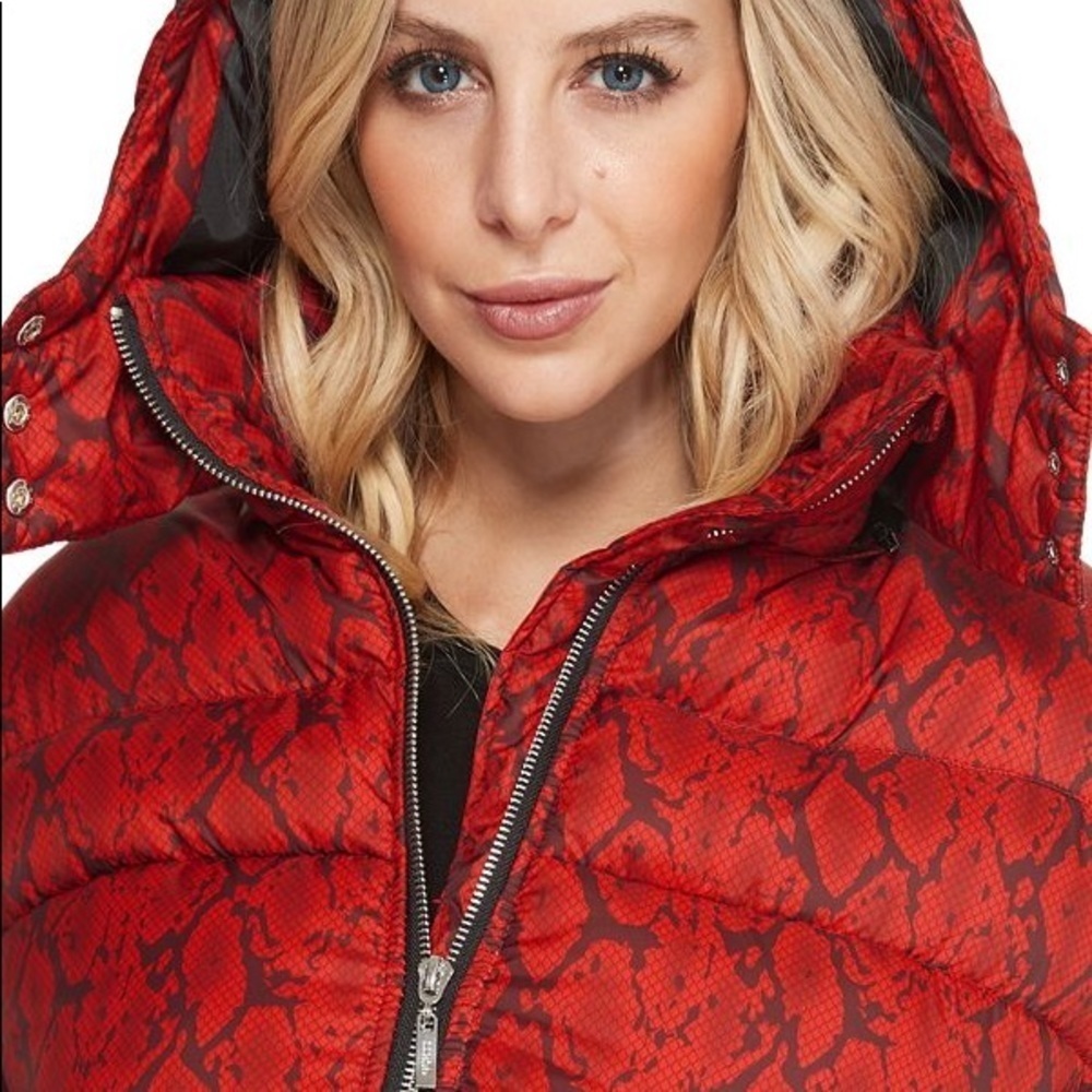 NEW GUESS Baddie Snake-Print Puffer Jacket - Picture 4 of 8